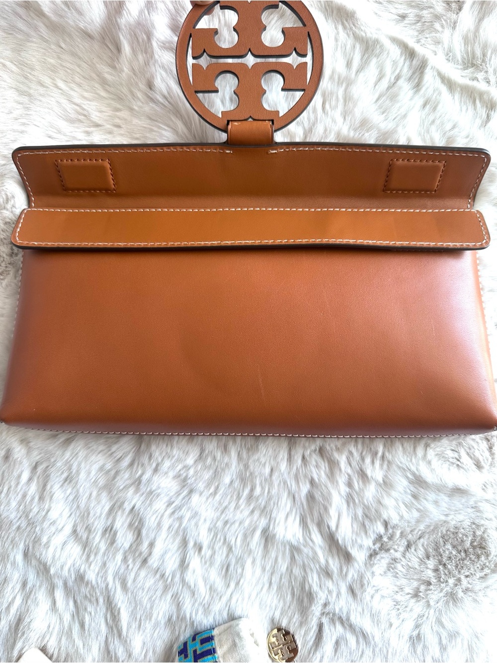Tory Burch Miller Leather Clutch Brown NEW - Picture 9 of 15